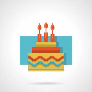 Birthday cake flat color vector icon Stock Illustration