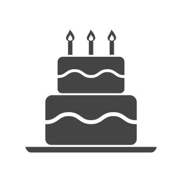 Birthday cake flat icon. Fresh pie muffin on white background Illustrazione stock