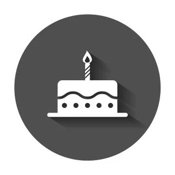 Birthday cake flat icon. Fresh pie muffin vector illustration in flat style w Illustrazione stock