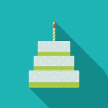 Birthday Cake Flat Icon for Your Design, Vector Illustration Illustrazione stock