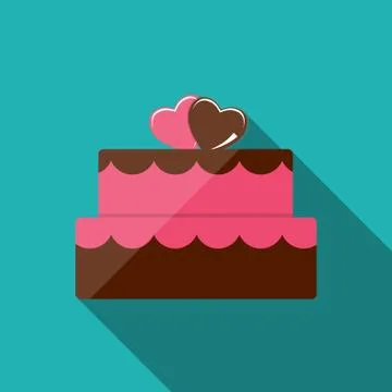 Birthday Cake Flat Icon for Your Design, Vector Illustration Illustrazione stock