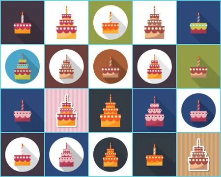 Birthday cake flat vector icon. 스톡 일러스트