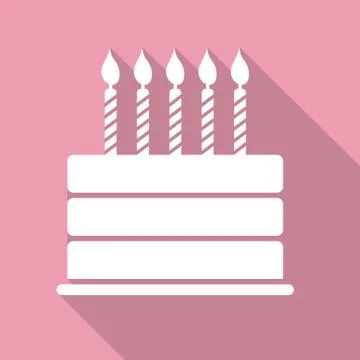 Birthday Cake Flat Web Icon Vector Illustration Illustrazione stock
