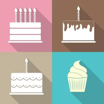 Birthday Cake Flat Web Icon Vector Illustration Stock Illustration