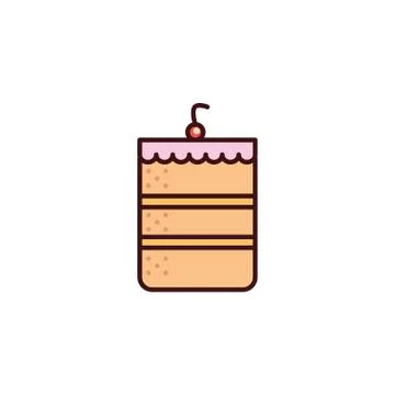 Birthday cake flat in white background Stock Illustration