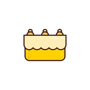 Birthday cake flat in white background Stock Illustration