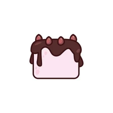 Birthday cake flat in white background Stock Illustration