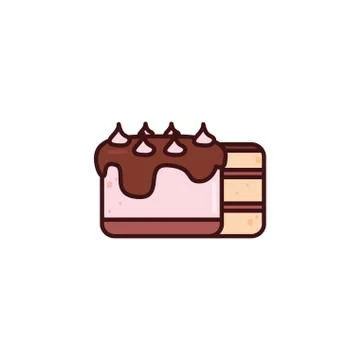 Birthday cake flat in white background Stock Illustration