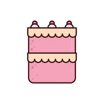 Birthday cake flat in white background Stock Illustration