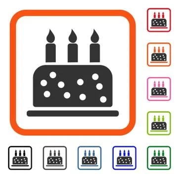 Birthday Cake Framed Icon Stock Illustration