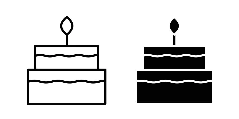 Birthday cake icon black vector isolated on white Stock Illustration