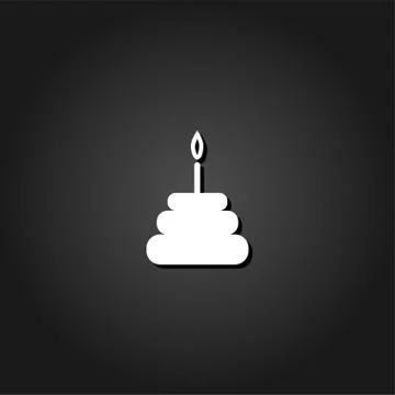 Birthday cake icon flat. Stock Illustration
