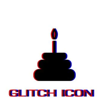 Birthday cake icon flat. Stock Illustration