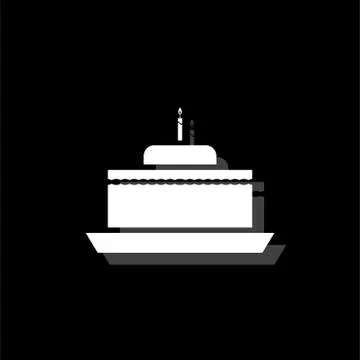 Birthday cake icon flat Stock Illustration