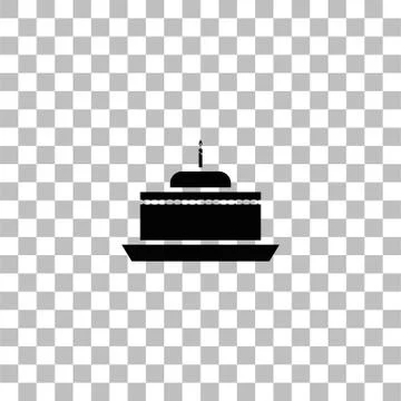 Birthday cake icon flat Stock Illustration