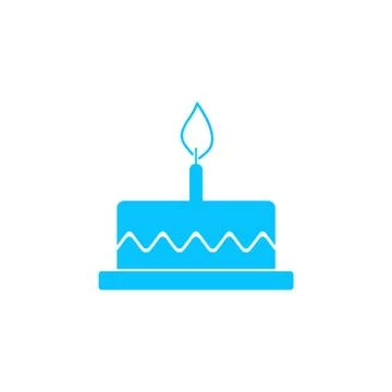 Birthday cake icon flat. Stock Illustration