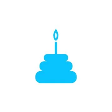 Birthday cake icon flat. Stock Illustration