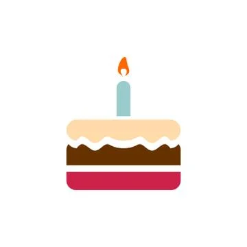 Birthday cake icon simple flat style illustration image Stock Illustration