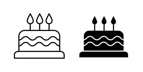 Birthday cake icon symbol. Flat Vector illustration Stock Illustration