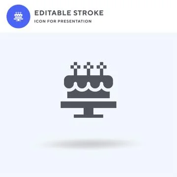 Birthday Cake icon vector, filled flat sign, solid pictogram isolated on whit Stock Illustration