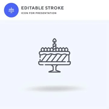 Birthday Cake icon vector, filled flat sign, solid pictogram isolated on whit Stock Illustration