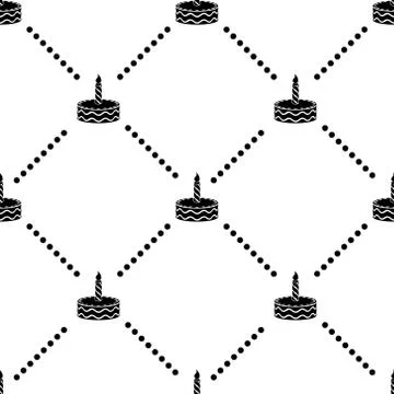 Birthday Cake Icon, Vector Seamless Pattern Stock Illustration
