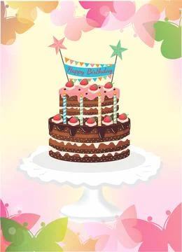 Birthday cake, Stock Illustration