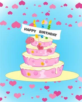 Birthday cake, Stock Illustration