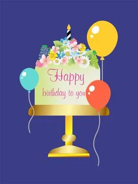 Birthday cake, Stock Illustration