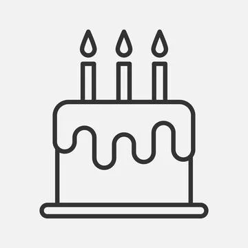 Birthday cake line vector icon on white background Stock Illustration