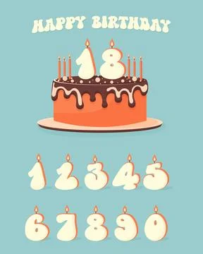 Birthday cake with numbers flat vector illustration Stock Illustration