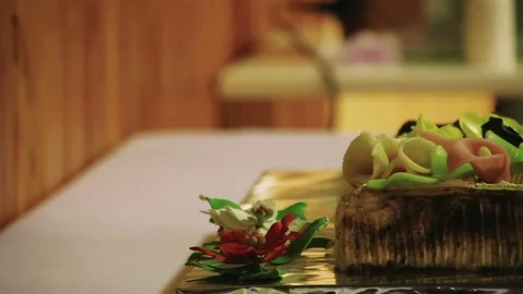 Birthday cake at a party Stock Footage 79954821