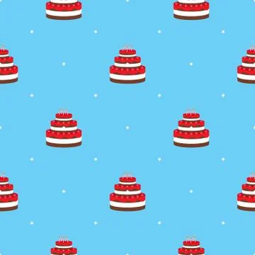 Birthday Cake Seamless Pattern Background Vector Illustration 스톡 일러스트