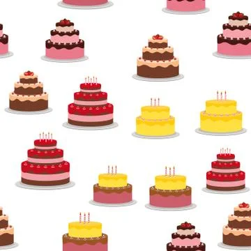 Birthday Cake Seamless Pattern Background Vector Illustration Stock Illustration