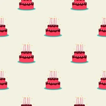 Birthday Cake Seamless Pattern Background Vector Illustration Stock Illustration