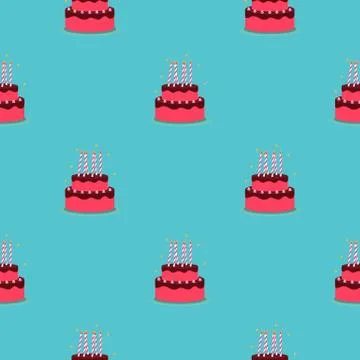 Birthday Cake Seamless Pattern Background Vector Illustration 스톡 일러스트
