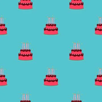 Birthday Cake Seamless Pattern Background Illustration Stock Illustration