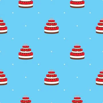 Birthday Cake Seamless Pattern Background Illustration Stock Illustration