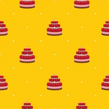 Birthday Cake Seamless Pattern Background Illustration Stock Illustration