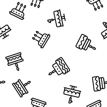 Birthday Cake Seamless Pattern Vector Stock Illustration