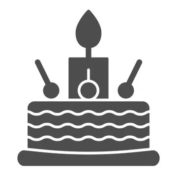 Birthday cake solid icon. Sweet vector illustration isolated on white. Cake with Stock Illustration