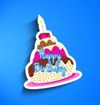 Birthday cake sticker Stock Illustration