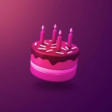 Birthday cake - stylized 3d CGI icon object, Not gen Ai Stock Illustration