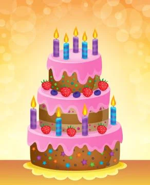 Birthday cake theme image - eps10 vector illustration. Stock Illustration