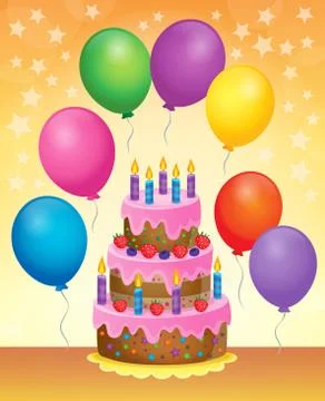Birthday cake theme image - eps10 vector illustration. Stock Illustration