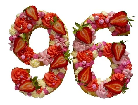 Birthday cake. Unusual modern design with strawberries. Spring time. Postcard Stock Photos