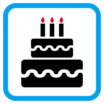 Birthday Cake Vector Icon in a Frame Stock Illustration