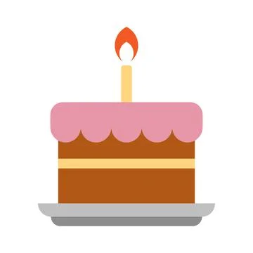 Birthday cake vector icon on white background Illustrazione stock