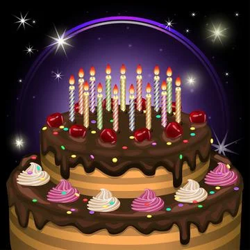 Birthday cake. Vector illustration. Stock Illustration