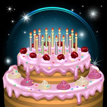 Birthday cake. Vector illustration. Stock Illustration
